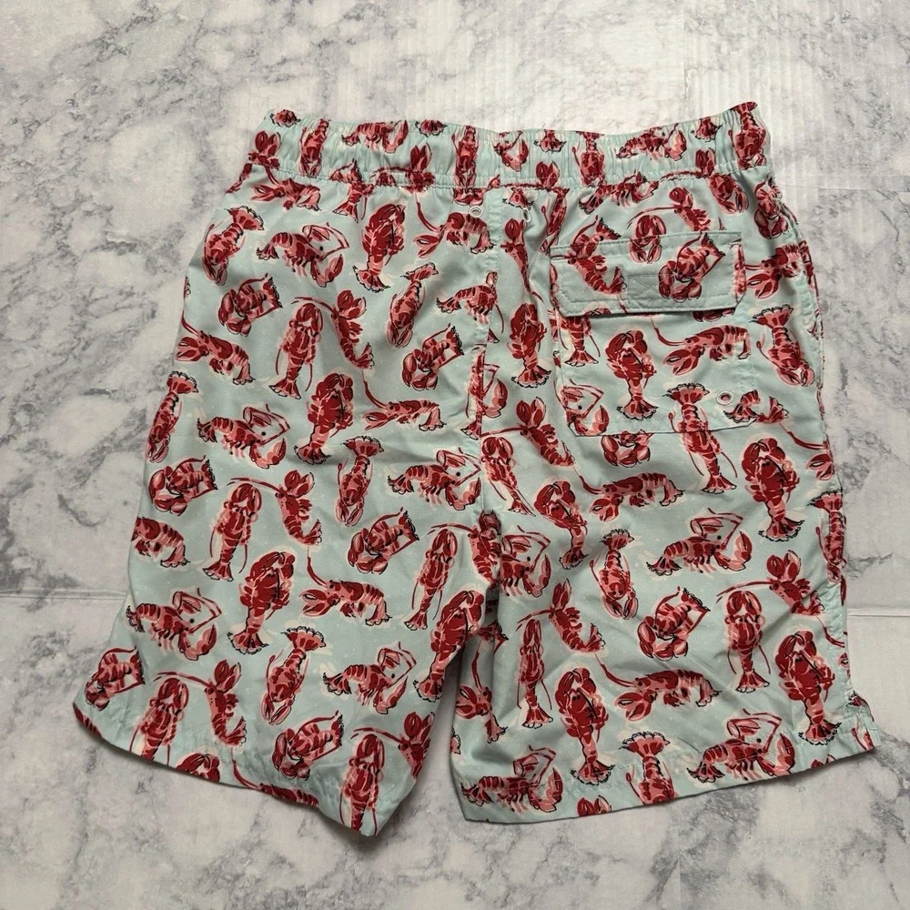 Brooks Brothers Boys Swim‎ Trunks Lined Size 14 Lobsters Preppy Red Blue Pockets